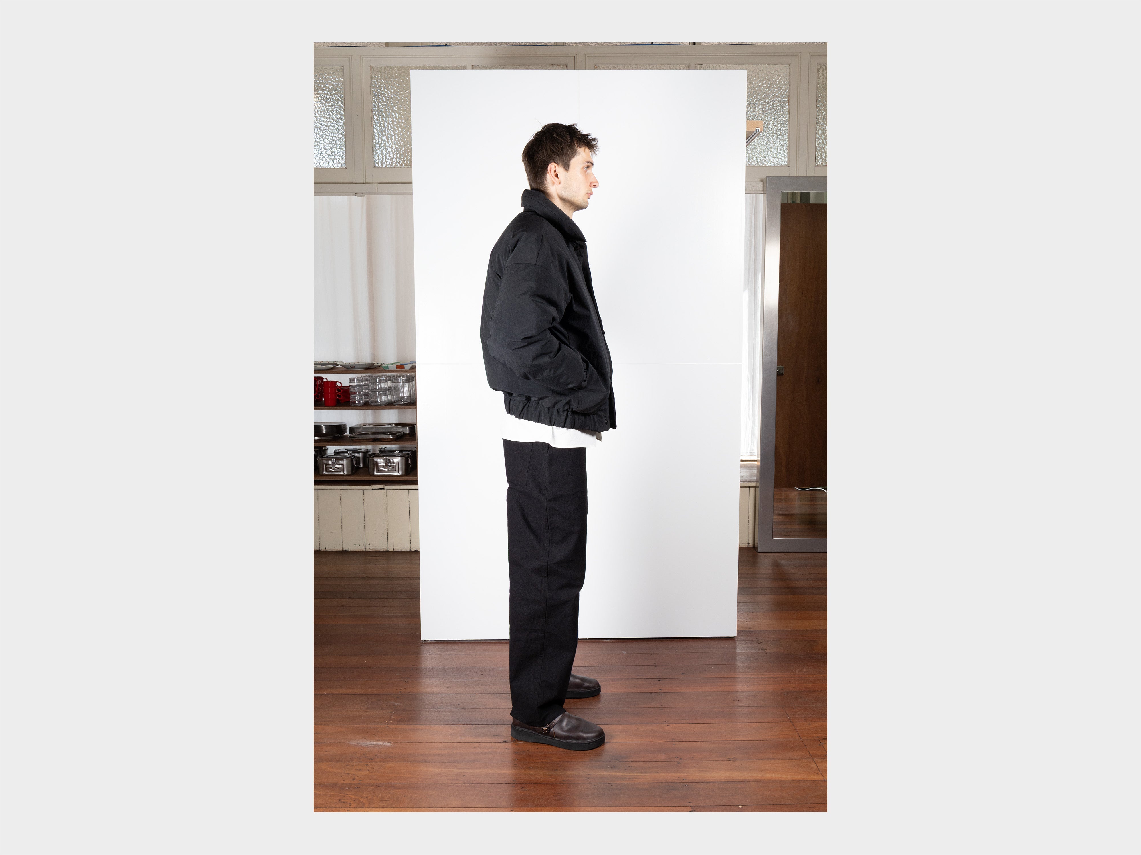 R0D6 "Double Down Blouson" Black Recycled Nylon