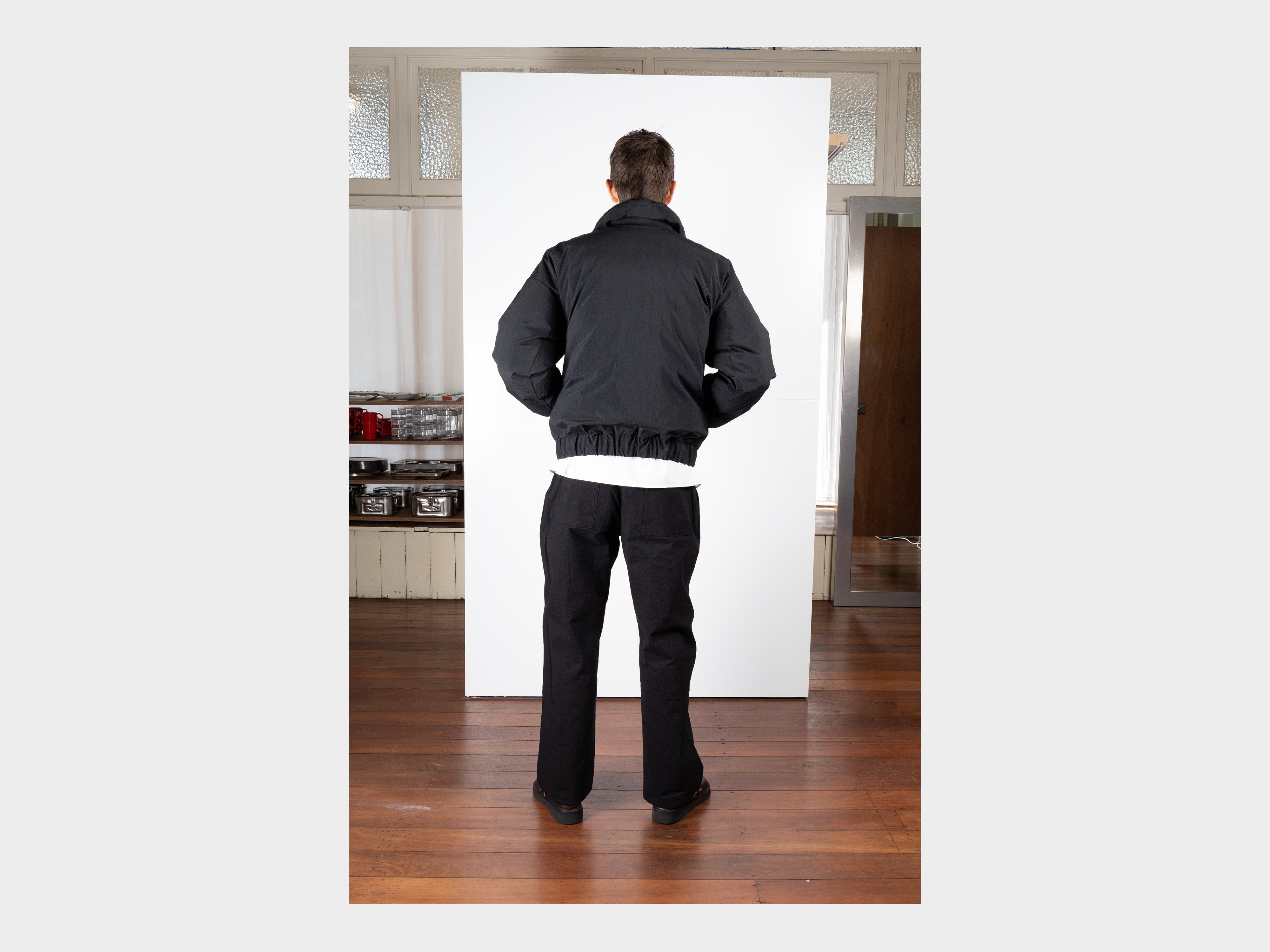 R0D6 "Double Down Blouson" Black Recycled Nylon