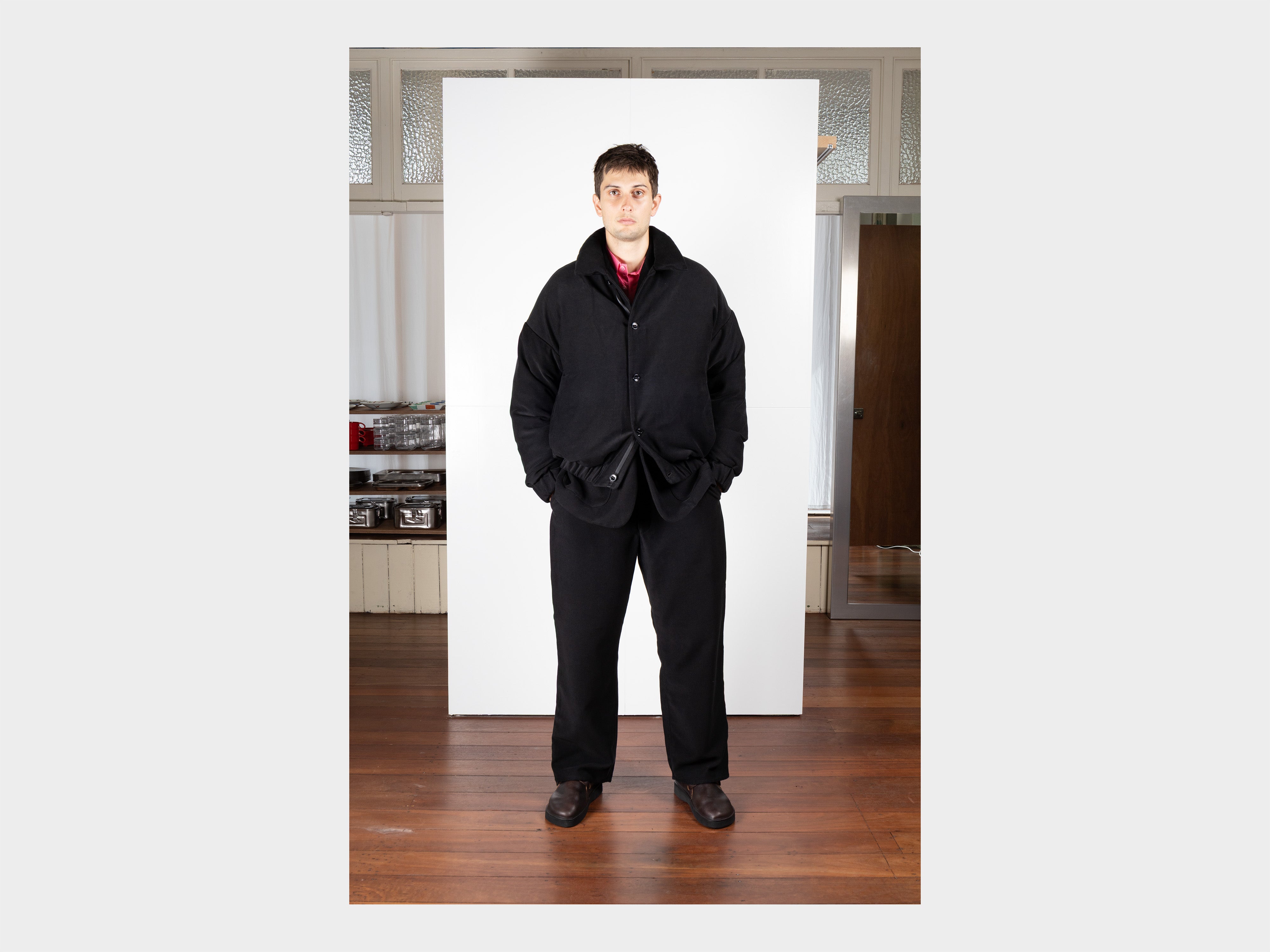 R21D3 "Down Blouson" Fluid Supima Back-Satin