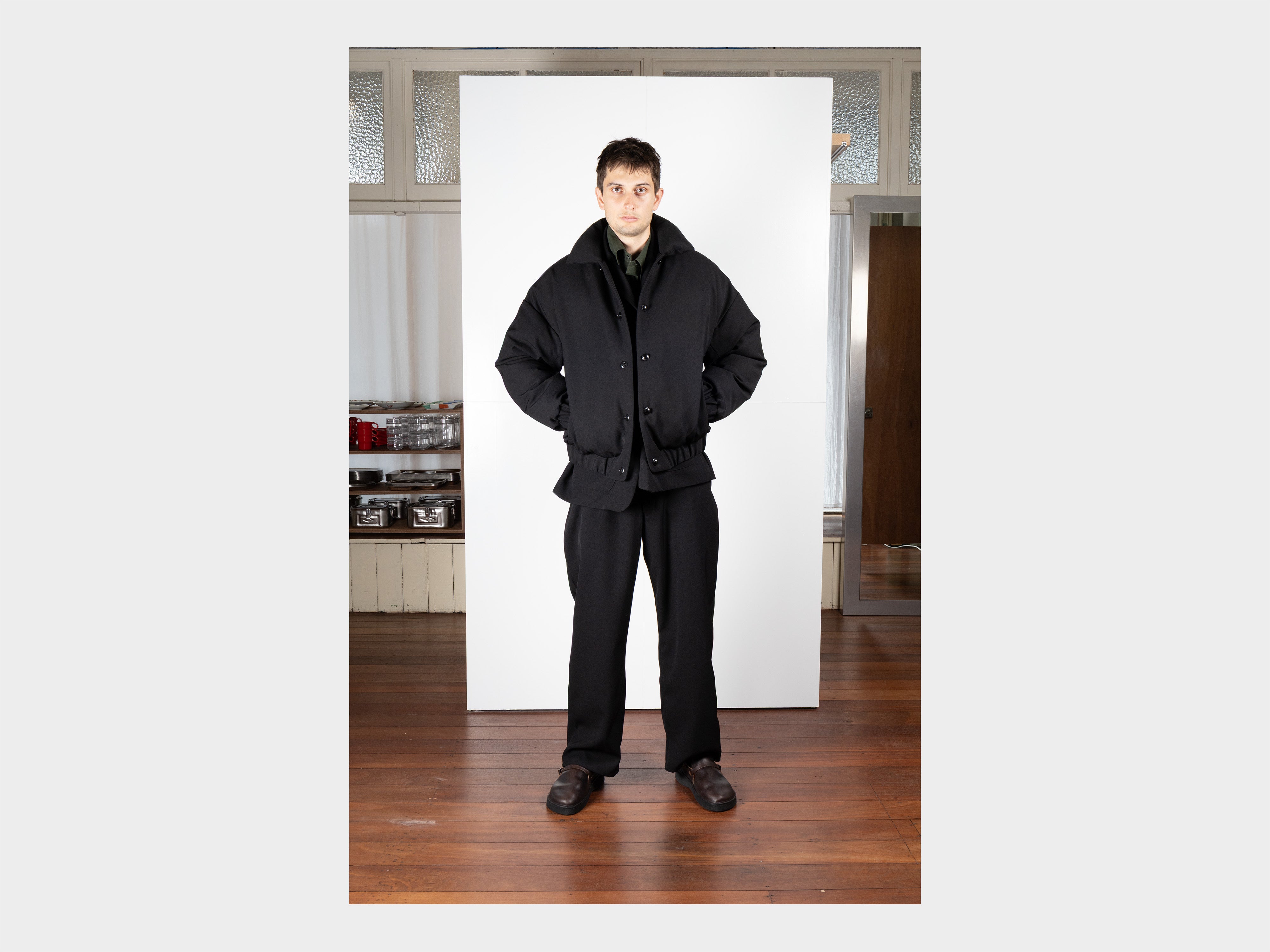 R21D6 "Double Down Blouson" Black Impact Wool
