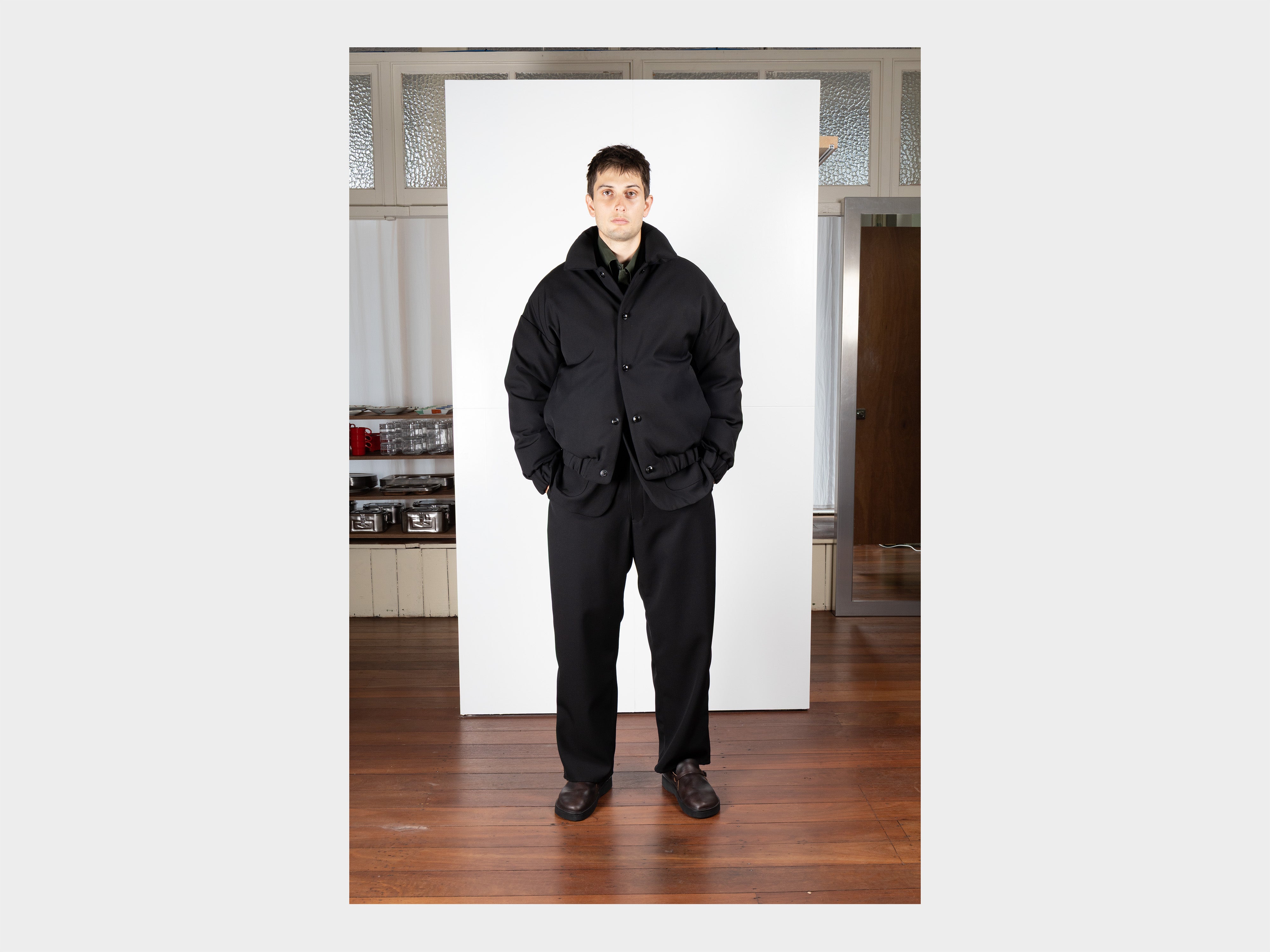 R21D6 "Double Down Blouson" Black Impact Wool