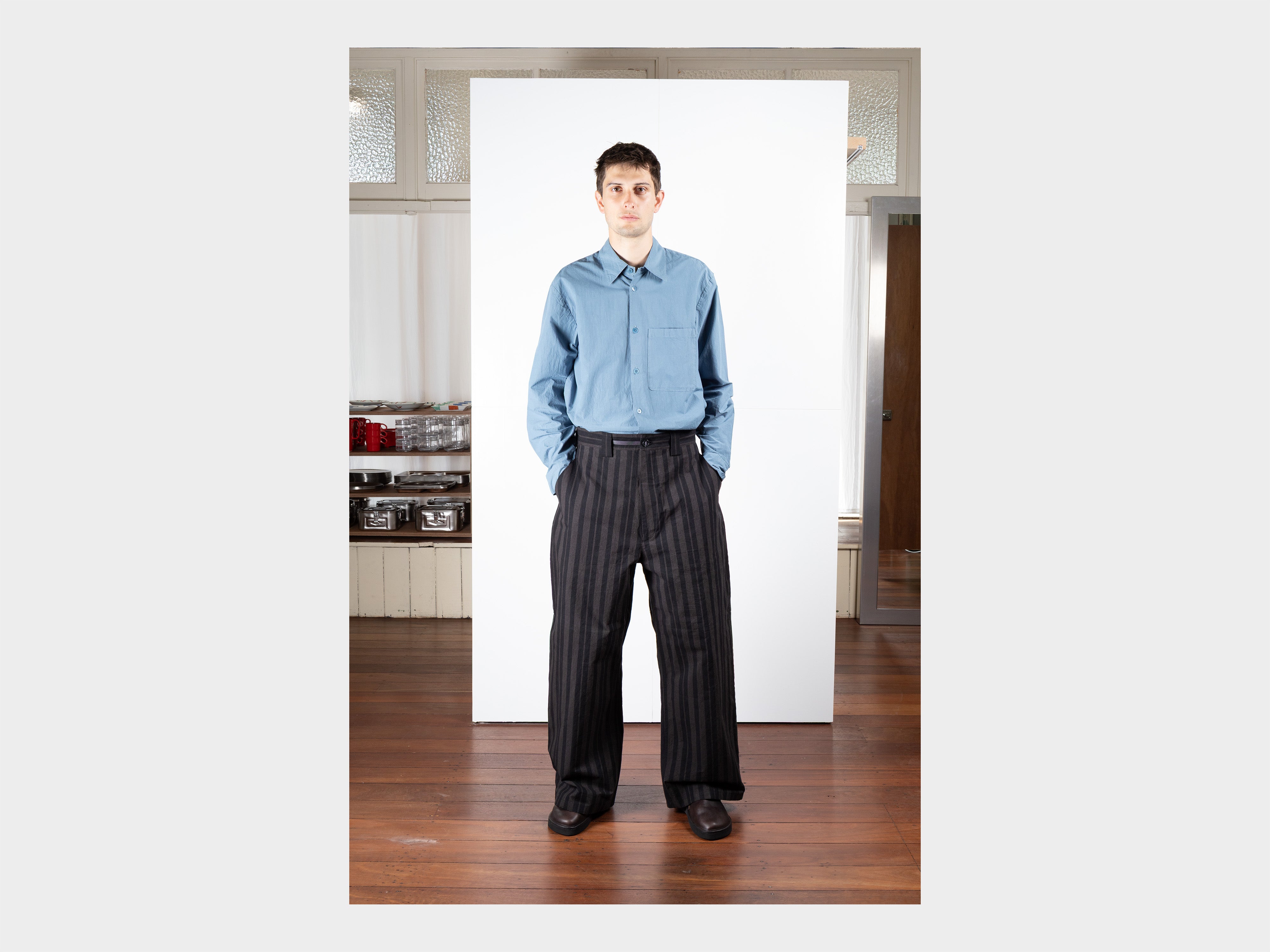 R21P8 "Sail Pants" Grey Theatre Wax