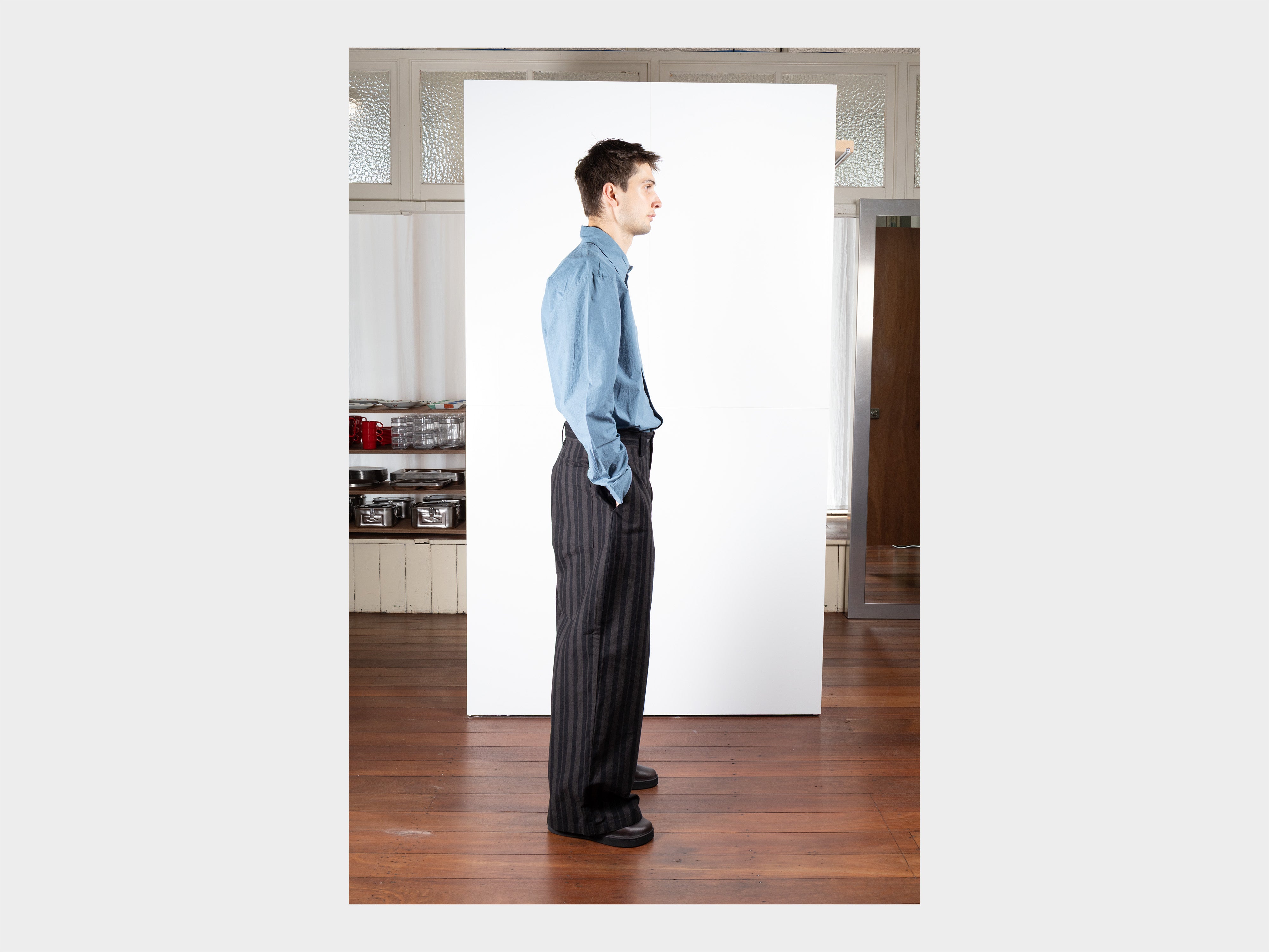 R21P8 "Sail Pants" Grey Theatre Wax