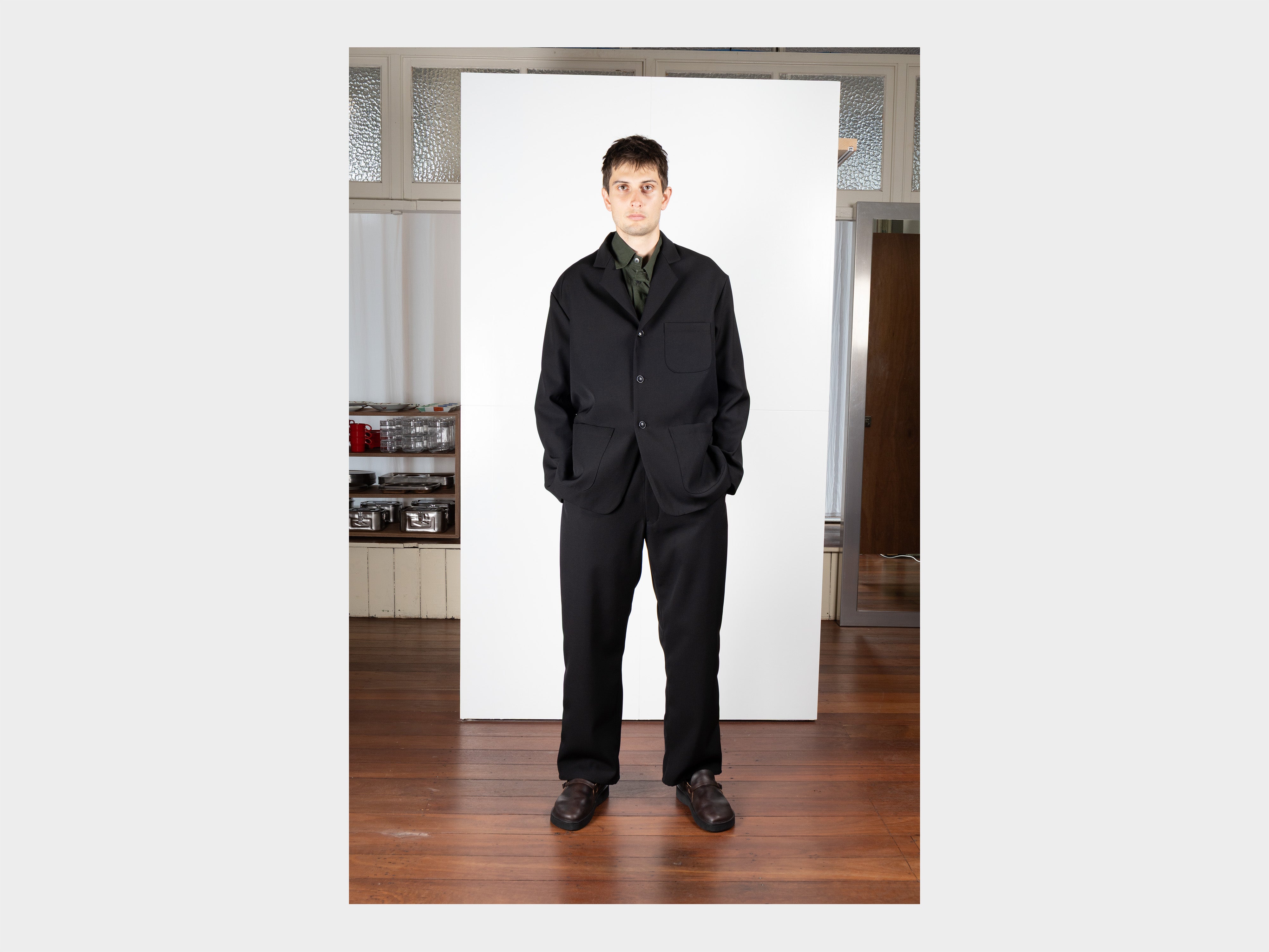 R21Y6 "Patch Pants" Black Impact Wool