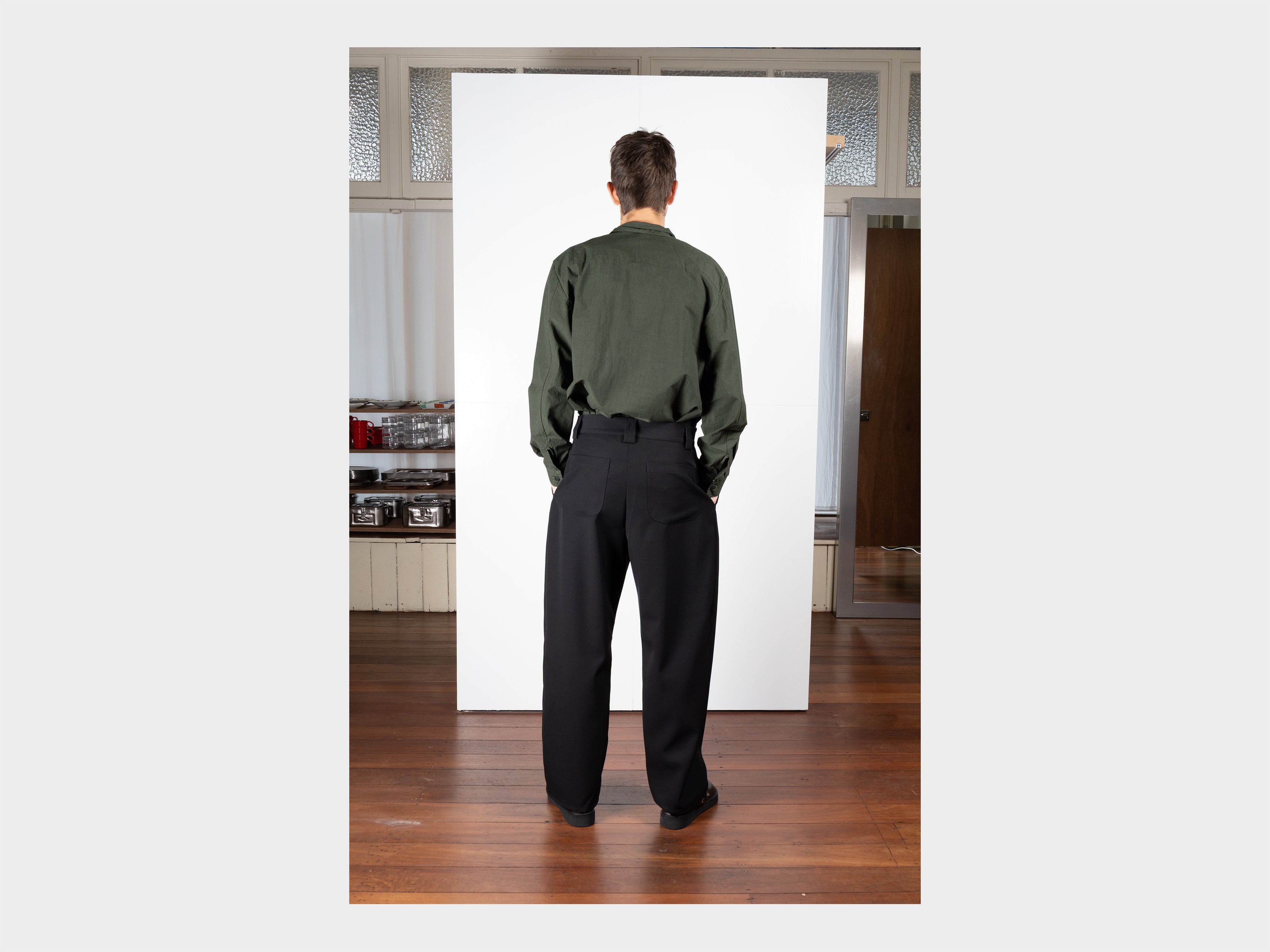 R21Y6 "Patch Pants" Black Impact Wool