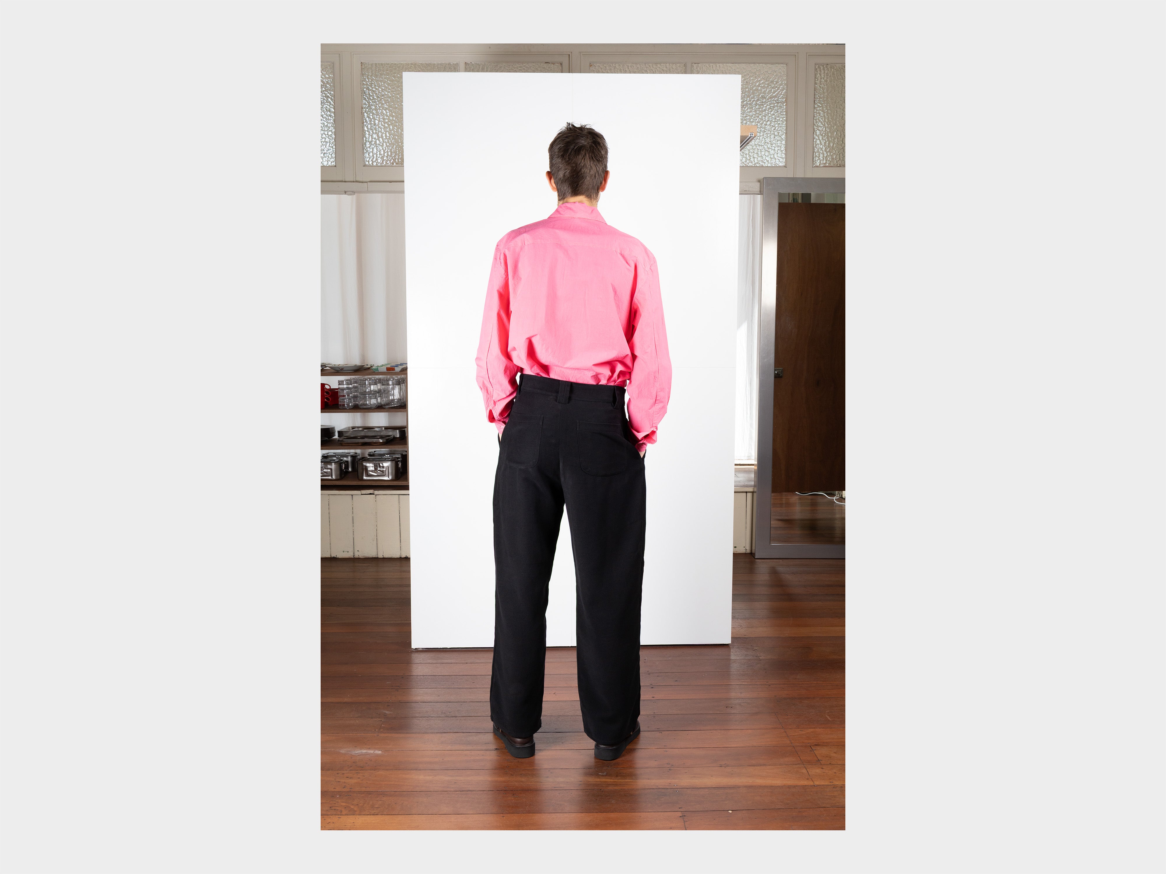 R21Y6 "Patch Pants" Fluid Supima Back-Satin