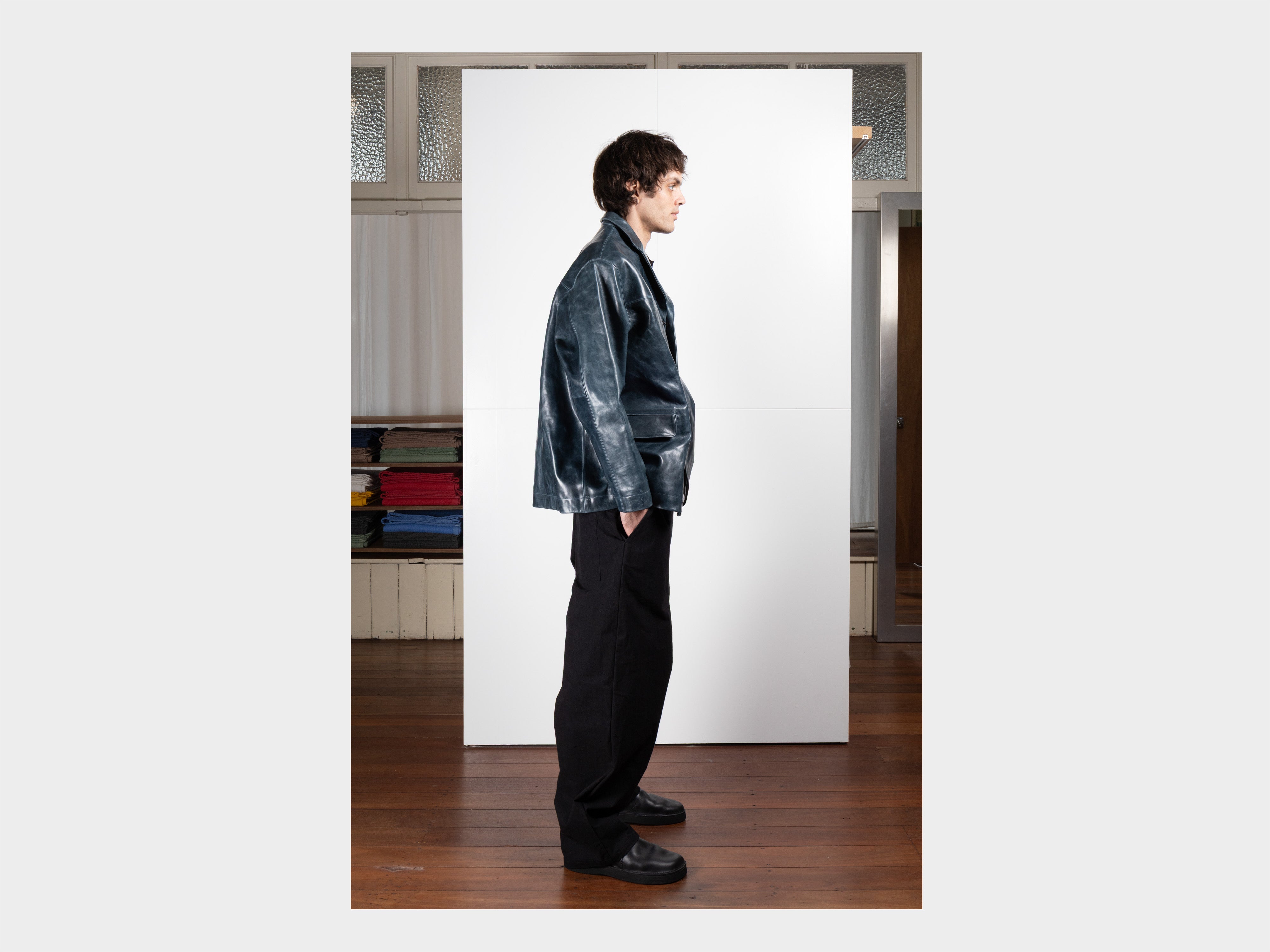 R22L4 "Leather Big Blazer" Bluestone Hide