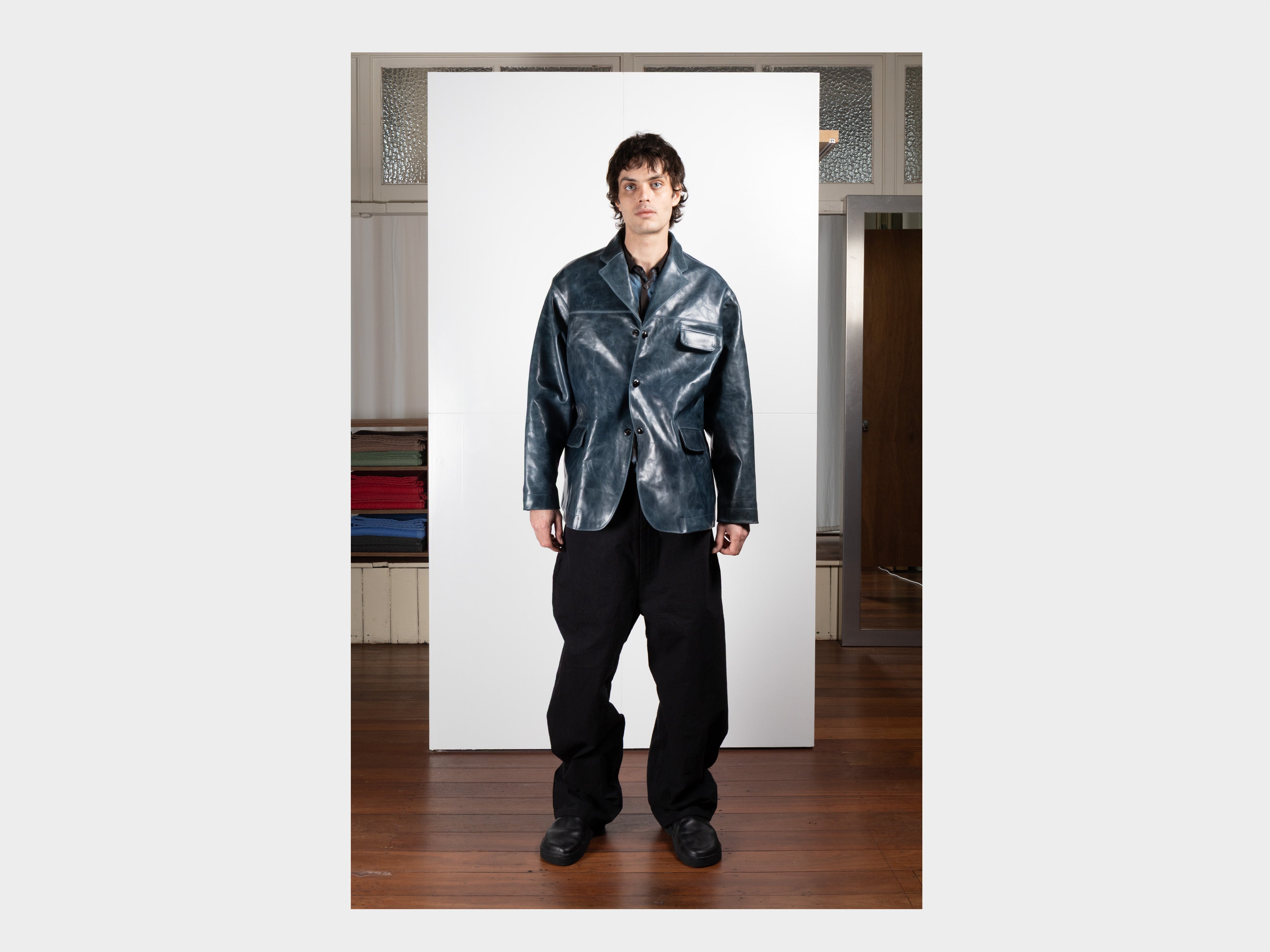 R22L4 "Leather Big Blazer" Bluestone Hide